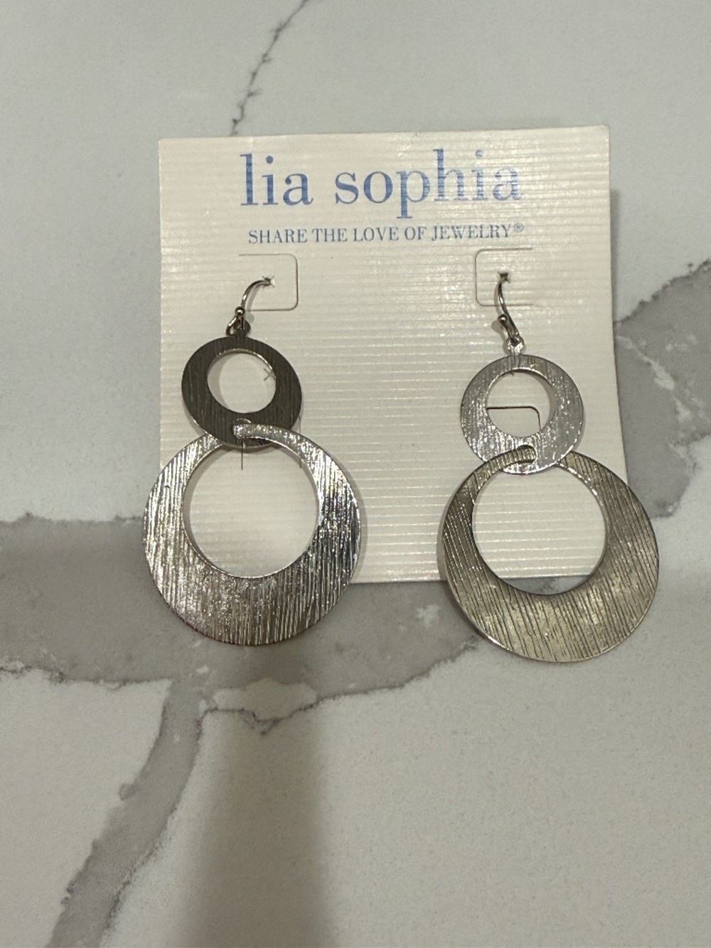 Lia Sophia Silver Tone Circle Drop Earrings – Modern Geometric Statement Earring